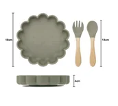 Miseczki i talerzyki dla dzieci - Lew Silikonowy Zestaw Talerzyk Plus Sztućce- Ciemny Niebieski - miniaturka - grafika 1