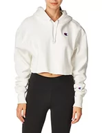 Bluzy damskie - Champion Damska bluza z kapturem z odwróconym splotem, biały, M - miniaturka - grafika 1