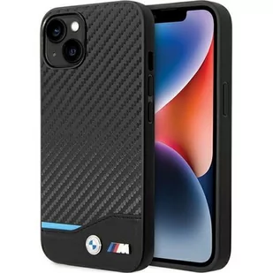 Etui BMW Leather Carbon do Apple iPhone 13 Czarny - Etui i futerały do telefonów - miniaturka - grafika 1