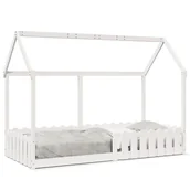 Łóżka dla dzieci i młodzieży - Rama łóżka dziecięcego z domkiem, biała, 90x190 cm, sosnowa Lumarko! - miniaturka - grafika 1