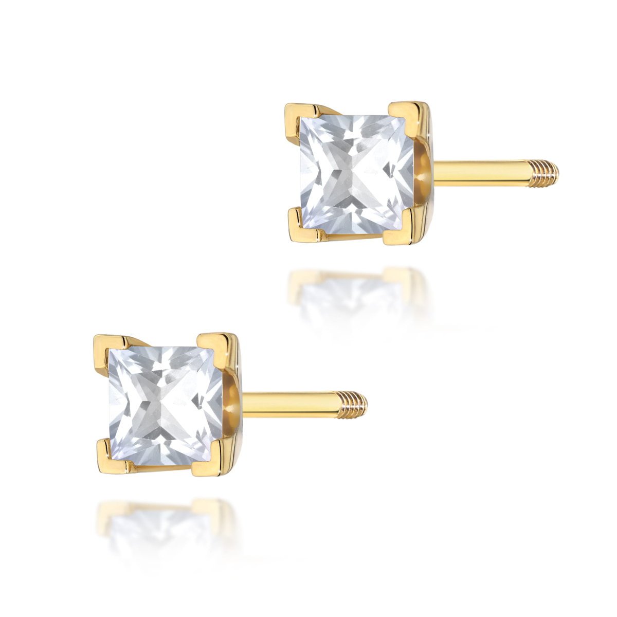 Złote kolczyki K0037 Diament 2 x 0,15ct żółte złoto sztyft zakręcany pr. 585