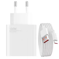 Ładowarki do telefonów - Xiaomi Ładowarka sieciowa USB-A 120W + kabel USB-C biała - miniaturka - grafika 1