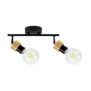 Britop Regulowana LAMPA sufitowa MARJOLAINE 2831204 loftowa OPRAWA metalowe reflektorki czarne drewno - Lampy sufitowe - miniaturka - grafika 1
