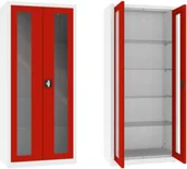 Meble i wyposażenie gabinetów medycznych - NSML.112.9010.3020 szafa lekarska 2-skrzydłowa 1-komorowa biało-czerwona - miniaturka - grafika 1