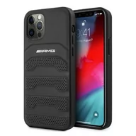 Etui i futerały do telefonów - AMG AMHCP12LGSEBK iPhone 12 Pro Max 6,7" czarny/black hardcase Leather Debossed Lines - miniaturka - grafika 1