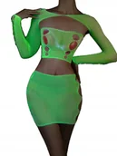 Komplety bielizny - Bodystocking ŚWIECĄCE CIEMNOŚCI Siateczka KOMPLET BIELIZNY Pociągająca PAŃ - miniaturka - grafika 1