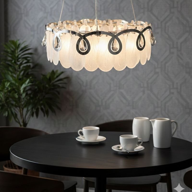 Lampa wisząca Mcodo Żyrandol Ofelia: Chrom i Szkło Ekskluzywne Oświetlenie Glamour