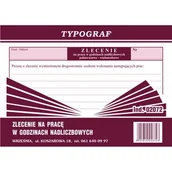 Druki akcydensowe - Druk offsetowy zlecenie na prace w godzinach nadliczbowych A6 80 kartek TYPOGRAF /02072/ - miniaturka - grafika 1