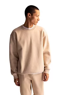 Swetry męskie - DeFacto Męski sweter z długim rękawem - okrągły dekolt bluza męska, écru, 3XL - grafika 1