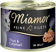 Mokra karma dla kotów - Zestaw Miamor Feine Filets w puszkach, 12 x 185 g - Tuńczyk z kalmarami - miniaturka - grafika 1