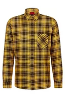 Koszule męskie - HUGO Ermann męska koszula flanelowa w kratkę Relaxed-Fit z bawełny ekologicznej, Medium Yellow720, XL - miniaturka - grafika 1