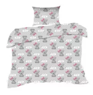 Pościel dla dzieci - Pościel 100x135 misie szara różowa Kids z poszewką 40x60 - miniaturka - grafika 1