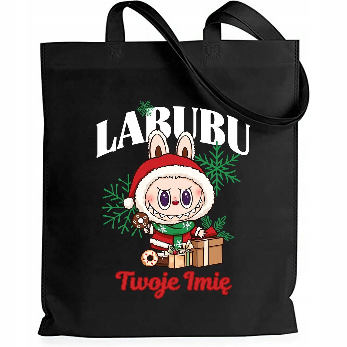 Torba EKO Czarna Shopper MIKOŁAJ *IMIĘ* Prezent Święta Mikołajki Wz