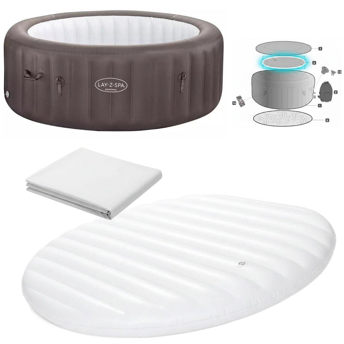 Bestway pokrywa cieplna dmuchana mata izolacyjna jacuzi lay-z-spa 60165