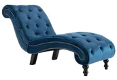 Szezlongi - Aksamitny niebieski szezlong do salonu K3-A00 - miniaturka - grafika 1