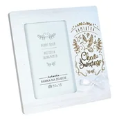 Ramki na zdjęcia - RAMKA NA ZDJĘCIE CHRZEST GOŁĄBEK WSTĄŻKA BIAŁA 19x19cm - miniaturka - grafika 1