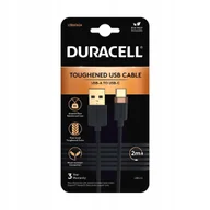 Kable USB - DURACELL 2M Czarny Nylonowy Kabel USB-A / USB-C - miniaturka - grafika 1