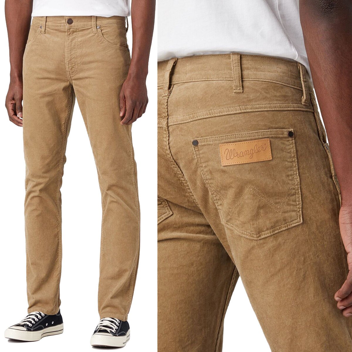 Wrangler GREENSBORO REGULAR STRAIGHT Lead Grey BEŻOWE SZTRUKSY W38 L32