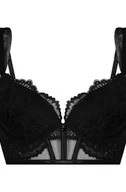 Biustonosze - Hunkemöller Biustonosz push-up marki Whitney z usztywnianymi fiszbinami i długim rękawem Czarny - miniaturka - grafika 1