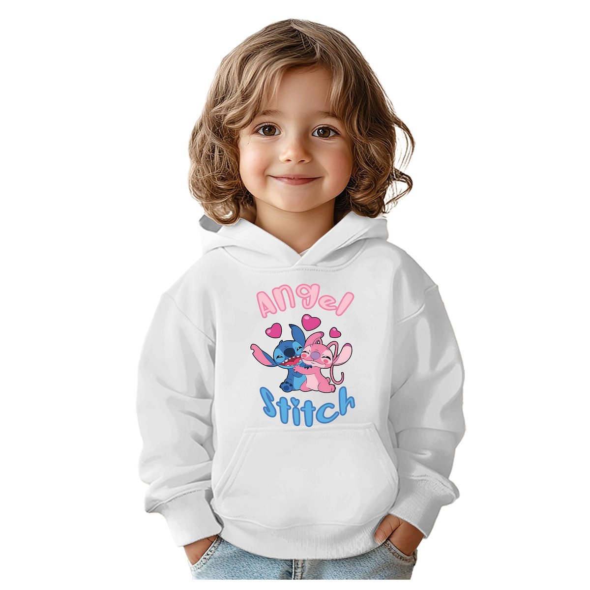 BLUZA DZIECIĘCA STITCH ANGEL ANDZIA 122-128 Z KAPTUREM BAWEŁNIANA JAKOŚĆ