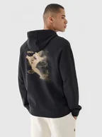 Bluzy sportowe męskie - Męska bluza dresowa rozpinana z kapturem 4F 4FRAW24TSWSM1822 - czarna - miniaturka - grafika 1