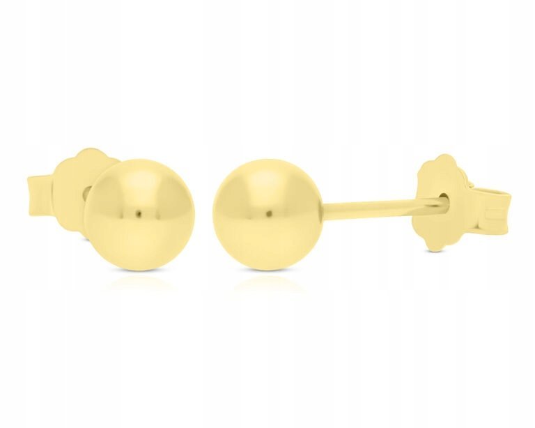 Złote Kolczyki Gładkie Kulki Sztyfty Kuleczki śr. 5 mm Srebro pr. 925