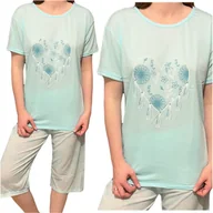 Piżamy damskie - Piżama damska LEKKA unikatowa krótki rękaw letnia niebieska serce 4XL - miniaturka - grafika 1