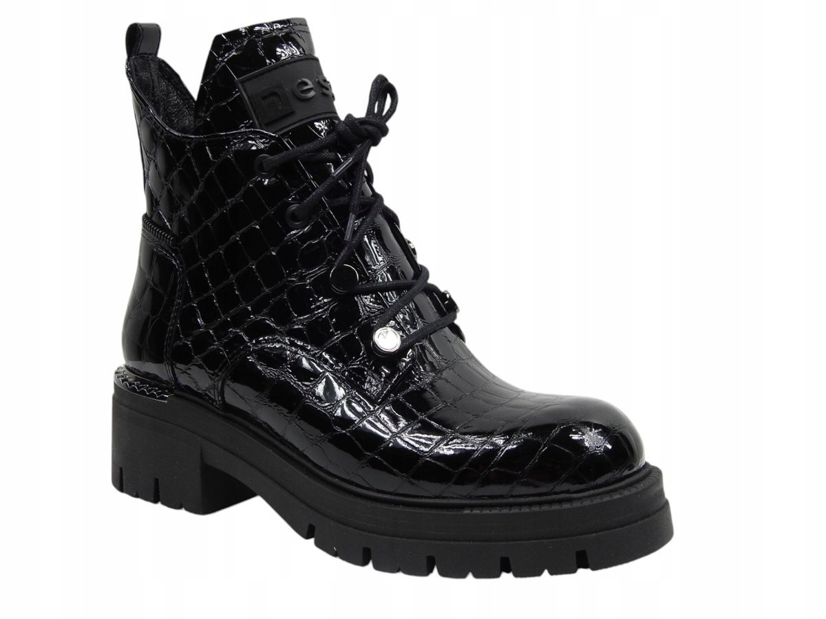 Czarne botki trapery Nessi 20748/SP skóra modne workery r.40