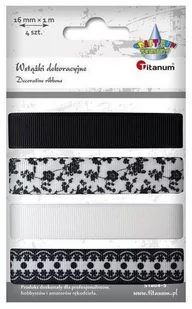 Titanum Wstążki rypsowe 16mm x 1m mix 4szt - Pozostałe akcesoria dla plastyków - miniaturka - grafika 1