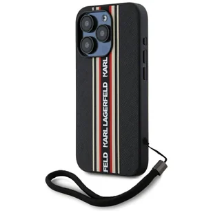 Etui Karl Lagerfeld Saffiano Athleisure Stripes Cord do iPhone 15 Pro Max czerwony - Etui i futerały do telefonów - miniaturka - grafika 1