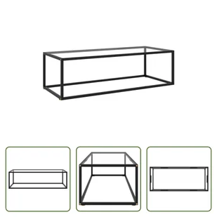 The Living Store Stolik kawowy czarny ze szkłem hartowanym 120x50x35 cm - Ławy i stoliki kawowe - miniaturka - grafika 1