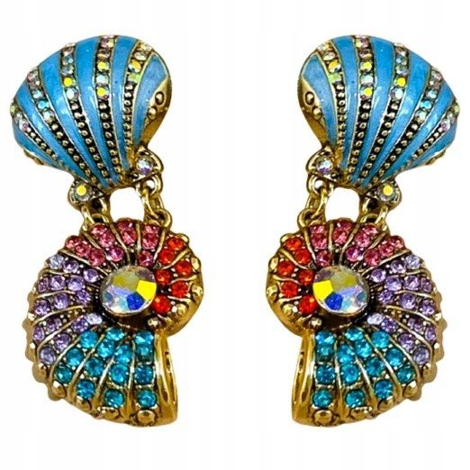 DUŻE KOLCZYKI Z CYRKONIAMI SZTYFTY WKRĘTKI NA WAKACJE LATO