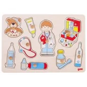 Układanki dla dzieci - Goki Układanka z uchwytami Lekarz 57748 - miniaturka - grafika 1