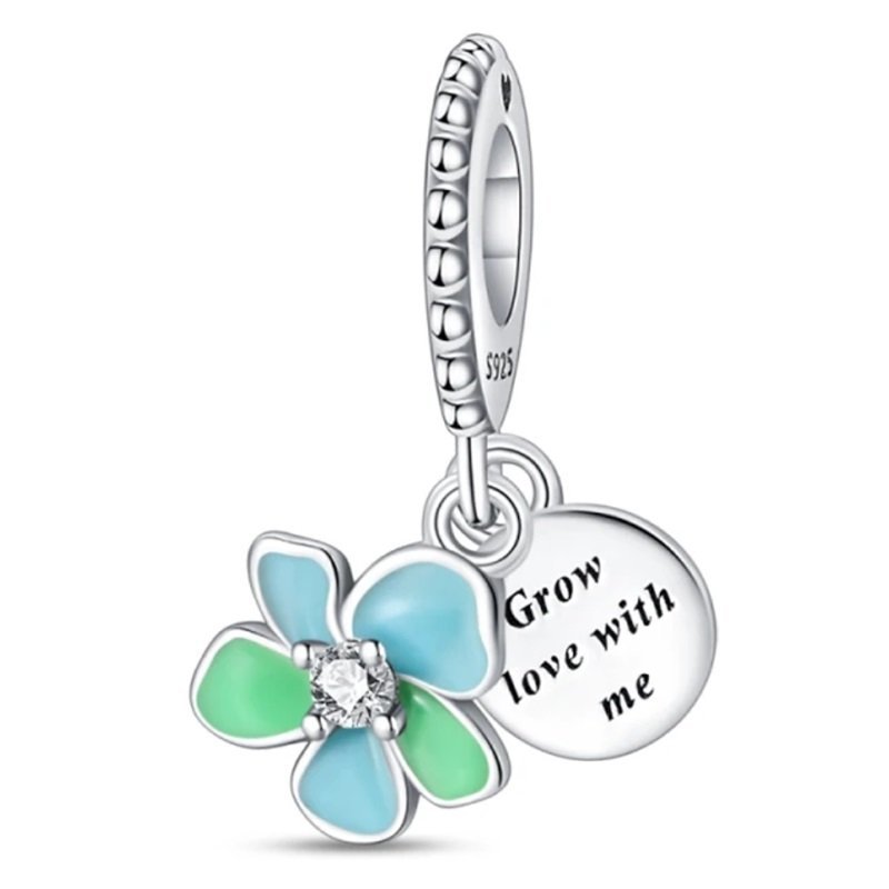 Zawieszka SREBRO 925 Charms koralik Kwiat śweci w ciemności