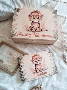 ZESTAW LWIĄTKO personalizowany, prezent na Chrzest, roczek, narodziny - Pamiątka Chrztu Świętego - miniaturka - grafika 1