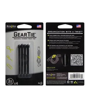 Nite-Ize Nite Ize Zestaw linek Gear Tie Original 3 gumowy czarny 4 sztuki - Haki, szakle i karabinki - miniaturka - grafika 2