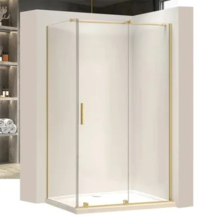 Złota szczotkowana kabina prysznicowa prostokątna 110x100 Montana Rea - Kabiny prysznicowe - miniaturka - grafika 1