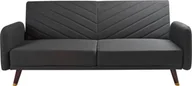 Sofy i kanapy - BELIANI Sofa rozkładana czarna len syntetyczny 3-osobowa z funkcją spania - miniaturka - grafika 1