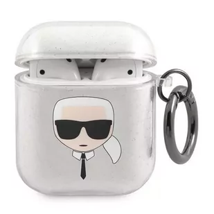 Karl Lagerfeld KLA2UKHGS AirPods cover srebrny/silver Glitter Karl`s Head - Akcesoria do słuchawek - miniaturka - grafika 1