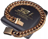 Bransolety męskie - Gruba Złota Bransoleta Męska Stal Chirurgiczna - miniaturka - grafika 1