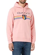 Bluzy męskie - GANT Męska bluza z kapturem, Geranium Pink, L - miniaturka - grafika 1