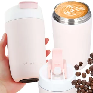 Kubek termiczny termos z ustnikiem słomką na kawę herbatę yerba mate 480ml bidon próżniowy Alogy Stalowy Różowy - Kubki termiczne - miniaturka - grafika 16