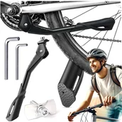 Pozostałe akcesoria do telefonów - Stopka rowerowa podpórka nóżka regulowana stojak do roweru 24-29 cm centralna aluminiowa Alogy czarna - miniaturka - grafika 1