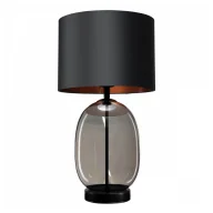 Lampy stojące - Lampa stołowa gabinetowa SALVADOR 41126102 Kaspa z tkaniny czarna - miniaturka - grafika 1