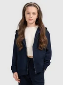 Bluzy dla dziewczynek - 4F Bluza dresowa rozpinana z kapturem dziewczęca - granatowa 122 (6-7 lat) - miniaturka - grafika 1