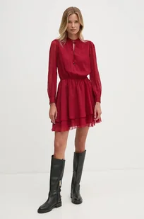 Pepe Jeans sukienka OTTO kolor czerwony mini rozkloszowana PL953612 - Sukienki - miniaturka - grafika 1