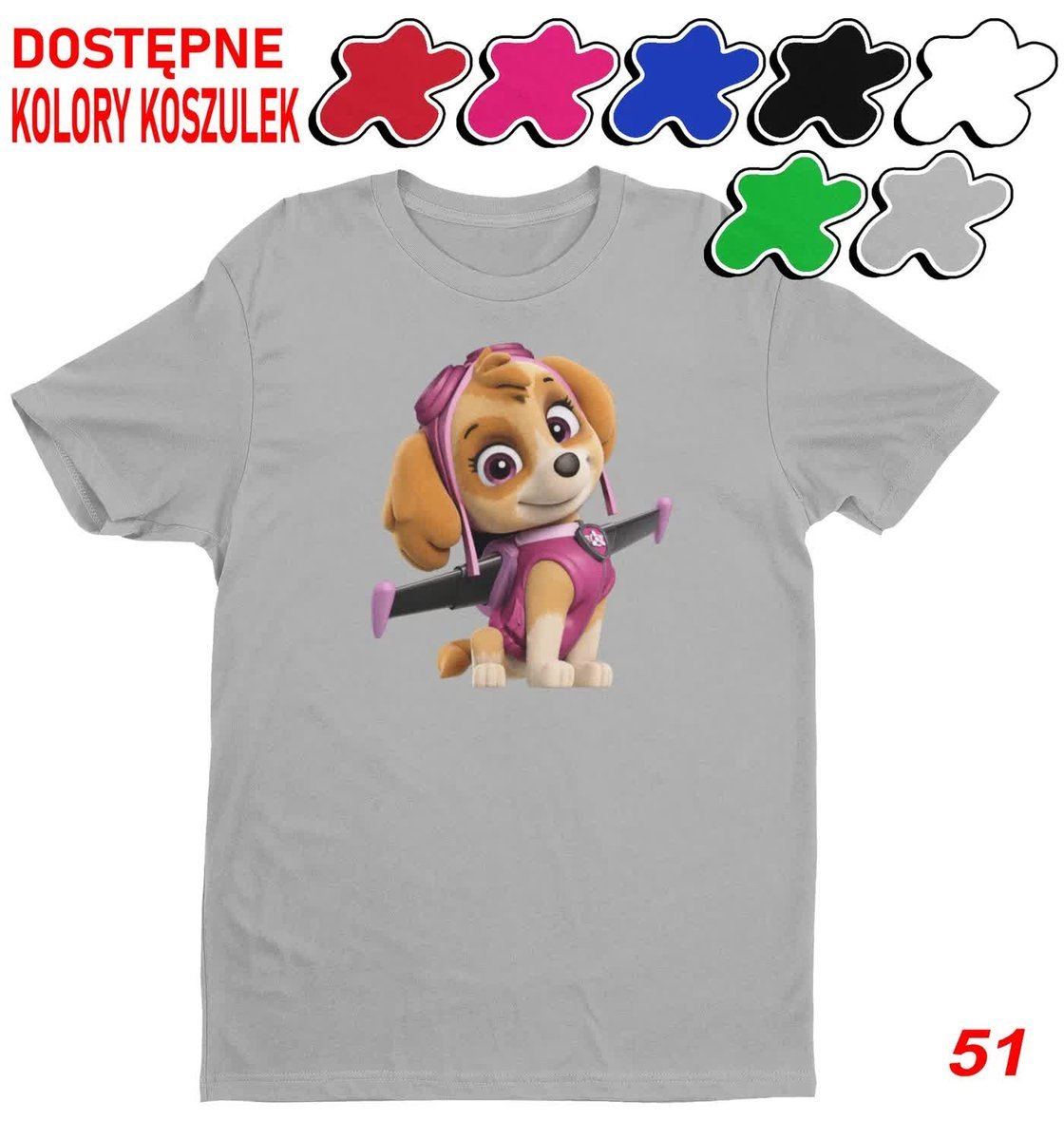 Dziecięca Koszulka Z Nadrukiem Duży Wybór Psi Patrol Skye -M 134-140