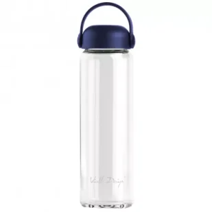 Vialli Design Szklana butelka na wodę Fuori granatowa 30244 540 ml - Butelki termiczne - miniaturka - grafika 1