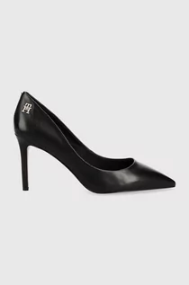 Czółenka - Tommy Hilfiger szpilki skórzane TH POINTY FEMININE PUMP kolor czarny FW0FW07000 - grafika 1