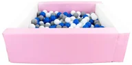 Suche baseny - Kwadratowy suchy basen z ekoskóry z 300 piłeczkami (biały, różowy (pastel)/biały, niebieski, szary) - miniaturka - grafika 1